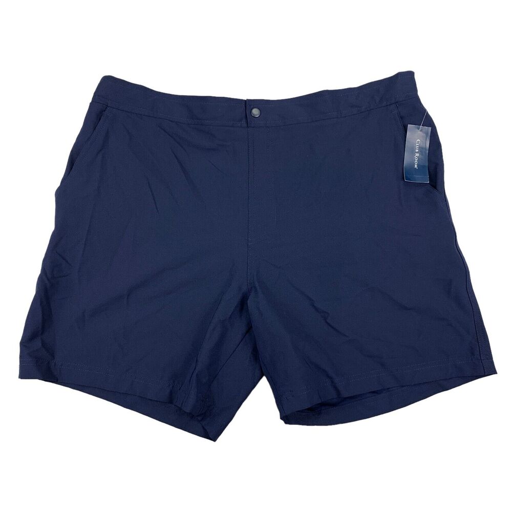 Club Room Mens Beach To Boardwalk 7" Hybrid Flat Front Swim Shorts Navy Blue XL